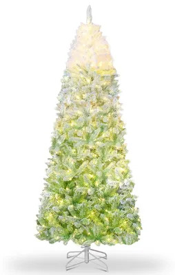Produktbild von Künstlicher, schmaler Weihnachtsbaum, schlanke Form, 150 cm (4,5 Fuß) – mit automatischem Klappsystem und Metallfuß