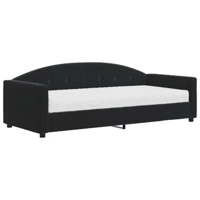 Obrázok produktu pre Denná posteľ s matracom čierna 90x200 cm zamat