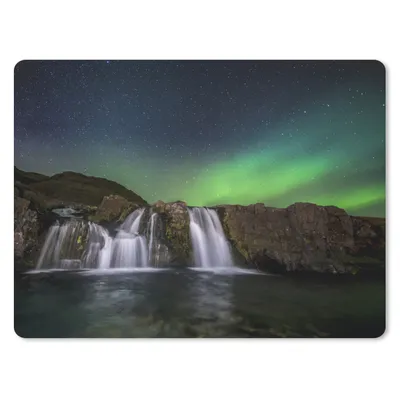 Produktbild von MuchoWow® Mauspad Mousepad Nordlicht - Wasserfall - Island - Natur 23x19 cm - Mousepads - Maus Mat - Pad - Mausunterlage - Schreibtischunterlage - Mauspad
