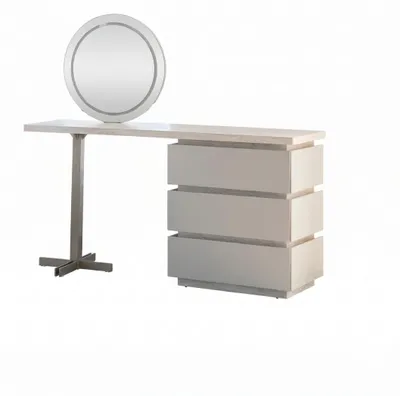 Produktbild von Schlafzimmer Set Schminktisch Spiegel Pouf Beigе Moderner Stil Kompakt