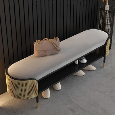 Image de Banc avec étagère à chaussures, 100 cm, couleur or