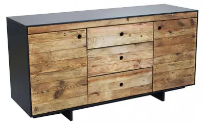 Immagine prodotto di Mobile in legno di pino riciclato naturale con 3 cassetti e 2 ante 150x48xH76 cm Devin