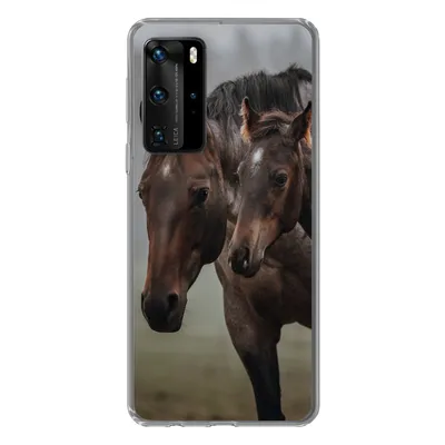 Produktbild von MuchoWow® Handyhülle Schutzhülle Hülle für Huawei P40 Pro Pferde - Nebel - Landschaft Silikon Softcase Handy Hülle - Schutz