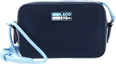 Image de LACOSTE Cuir sac à épaule bandoulière Chantaco Seasonal Crossover Bag Badge Marine Panorama bleu