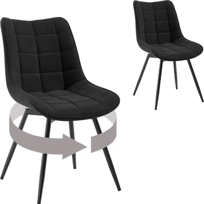 Produktbild von WOLTU Esszimmerstühle drehbar, mit Rückenlehne, Sitzfläche aus Samt, Metallbeine : Schwarz 2 Farbe: Schwarz Stückzahl: 2
