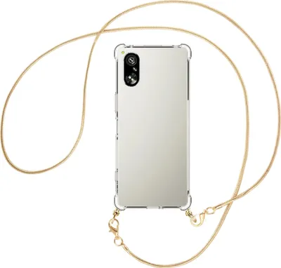 Produktbild von Handykette Backcover-Schutzhülle mit Band (Metall goldfarben) für Sony Xperia 5 V (6.1'') - goldfarbene Snake-Kette