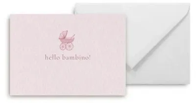 Productafbeelding van Mini felicitatiekaartje, roze, met de tekst "Hello bambino"