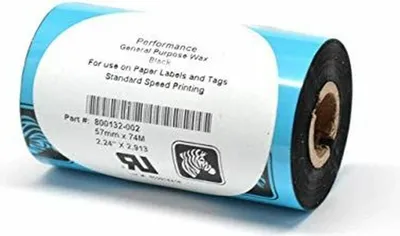 Productafbeelding van Zebra 800132-002: Kleurlint - Zwart - Thermotransfer - 56,90 mm - Doos met 12 stuks
