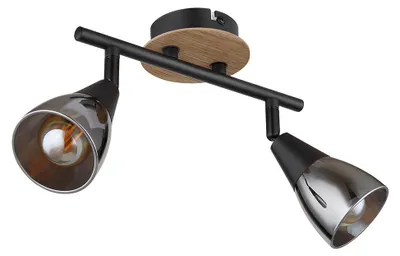 Produktbild von Deckenlampe, Metall, Glas rauchfarben, 2 Flammig, L 25,5cm