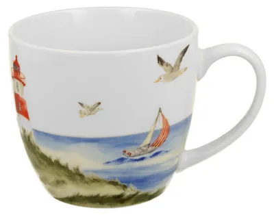 Produktbild von DUO Seaside Becher 460 ml LIGHTHOUSE (Leuchtturm) in Tragetasche, New Bone China Porzellan