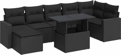 Zdjęcie produktu dla vidaXL 8-częściowa sofa ogrodowa z poduszkami z czarnego polirattanu
