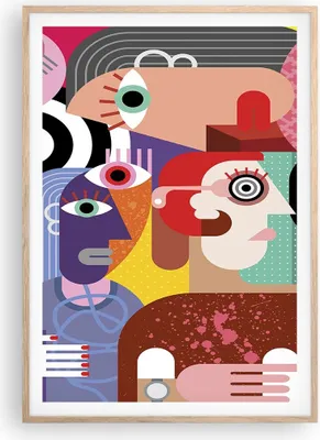 Produktbild von Gerahmtes Poster - Rahmen in heller Eiche - Abstraktion modern - 70x100 cm - Wand Bild - Wanddeko - Wandbilder - Wandposter - Bilderrahmen - Bilder - Kunstdruck - Wandbild - P2NPA70x100-3624