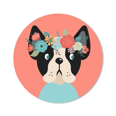 Produktbild von MuchoWow® Mauspad Mousepad Hund - Blumen - Rosa 30x30 cm - Mousepads - Maus Mat - Pad - Mausunterlage - Tischunterlage - Schreibtischmatten