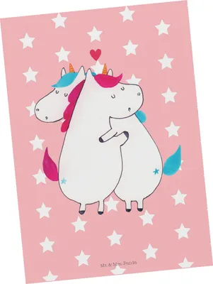 Produktbild von Mr. & Mrs. Panda Postkarte Einhorn Mitteilung - Rot Pastell - Geschenk, Unicorn, Fotokarte, Valentinstag, Einhörner, Postkarten, Grußkarte, Liebe, Ansichtskarte, Spruch