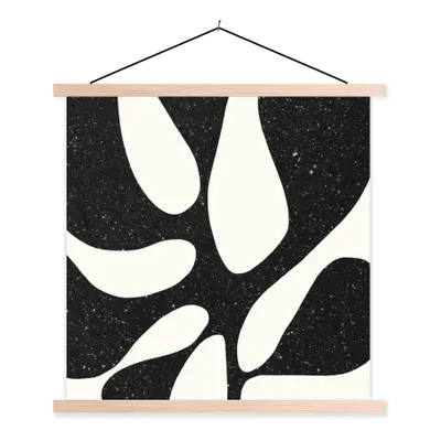 Produktbild von MuchoWow® Textilposter Pflanze - Schwarz - Minimalismus 60x60 cm mit holzfarbenen Rahmen - Wanddekoration