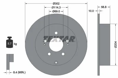 Produktbild von 2 Textar Bremsscheiben 302mm hinten für Mitsubishi Grandis 2,0 2,4