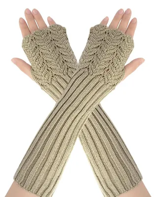 Produktbild von Fingerlose Handschuhe Damen Armstulpen Handwärmer Strickstulpen - 2 Stück - Damen - Thermo
