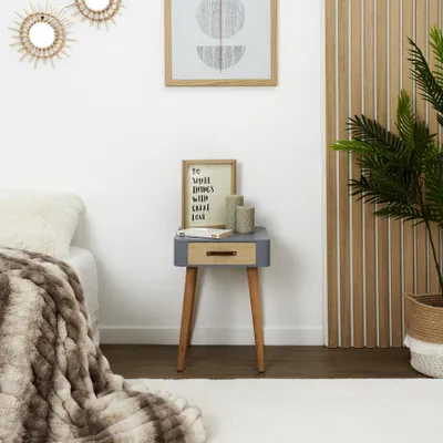 Image de Chevet Gris 1 Tiroir En Bois