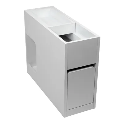Productafbeelding van INNOVAHOME Smalle bijzettafel 25x70x55 cm. Bijzettafel voor de bank met lade en opberger. Wit, mat