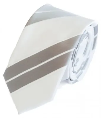 Produktbild von Fabio Farini - 1 Stück Herren Krawatte Weiß - verschiedene Weiße Männer Schlips in 6cm Schmal (6cm), Weiß Hellgrau - Lead White/Ominous
