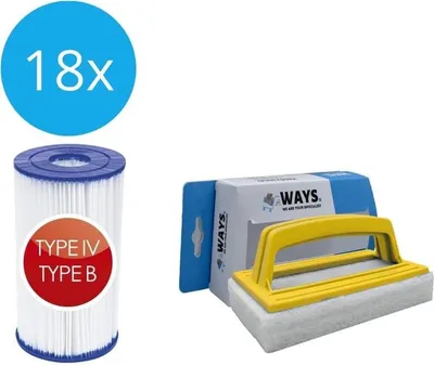 Image de Bestway - Filtre type IV adapté à la pompe de filtration 58391 - 18 pièces & brosse à récurer WAYS