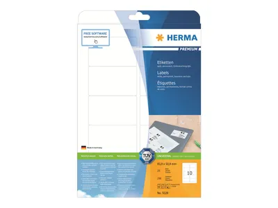 Image de Étiquettes HERMA Premium A4 blanches 83,8 x 50,8 mm, papier mat, 250 pièces