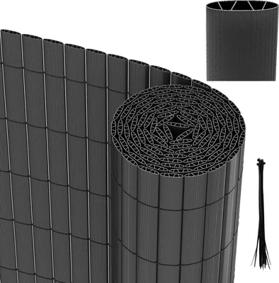 Produktbild von TolleTour PVC Sichtschutzzaun Sichtschutzmatte Gartenzaun Sichtschutz Windschutz für Balkon &Terrasse, Grau 90x500cm