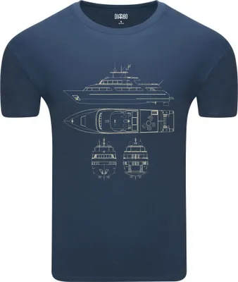 Zdjęcie produktu dla Koszulka męska Diarbo z nadrukiem blueprint yacht denim rozmiar S