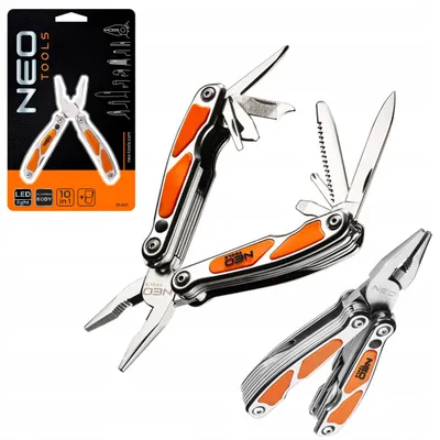 Produktbild von Multitool 10-in-1 Klappmesser für Outdoor mit LED, Zange, Schraubendreher, Säge