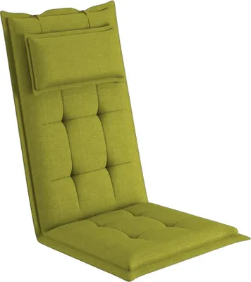 Produktbild von sunnypillow 1 Stück Gartenstuhlauflage mit abnehmbarem Kopfpolster 120 x 50 x 9 cm Hochlehner Auflage Polsterauflagen Stuhlauflage Grün