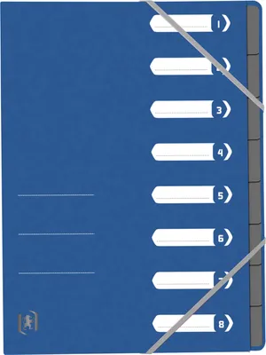 Produktbild von Oxford Ordnungsmappe TOP FILE+ DIN A4 390g/m² Karton Farbe: blau Farbe des Fächerblocks: grau 8 Fächer