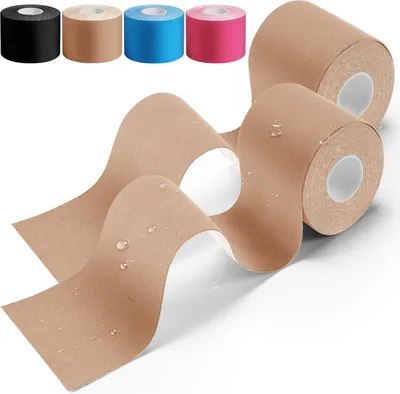 Produktbild von HONYAO® Kinesiotapes 2 Rollen, Kinesiologie Tape (5m*5cm), Physio Tape für Schulter, Rücken, Knie, Ellenbogen und Nacken, Tape Sport, Hautfreundlich, Elastisch & Wasserfest - Hautfarben