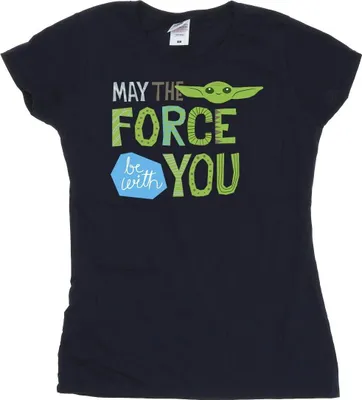 Produktbild von Star Wars - "The Mandalorian May The Force Be With You" T-Shirt für Damen BI43122 (S) (Marineblau)