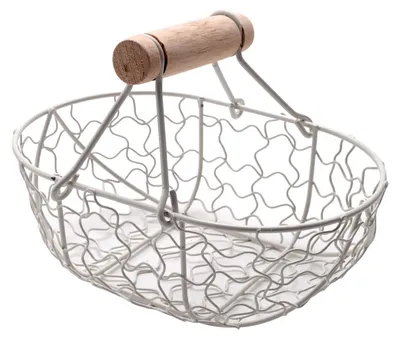 Immagine prodotto di Cestino vintage per frutta con manico in legno e contenitore in metallo
