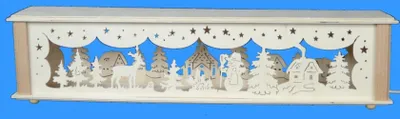 Produktbild von Schwibbogenerhöhung mit Schneemann Hirsch und Beleuchtung BxHxT 52x10x10cm NEU