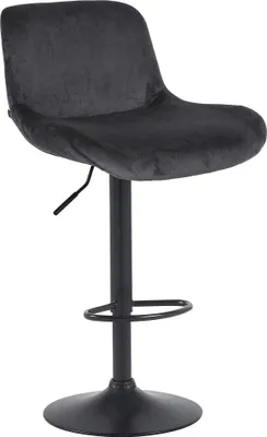 Produktbild von CLP Barhocker Solon Schwarz höhenverstellbar und drehbar mit Rückenlehne schwarz Material Samt