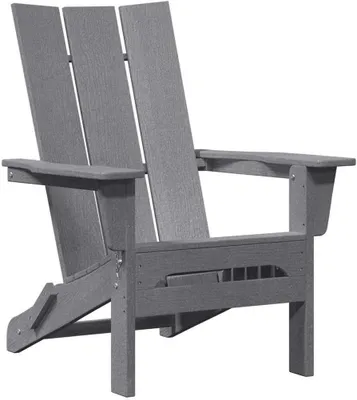 Produktbild von Klappbarer Adirondack-Gartenstuhl in Hellgrau aus wetterfestem HDPE, 80,5 x 74,5 x 92 cm, mit Armlehnen für Garten, Terrasse und Balkon