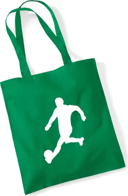 Produktbild von Huuraa Jutebeutel Fußball Soccer 10 Liter Kelly Green Baumwolle Tasche Geschenkidee
