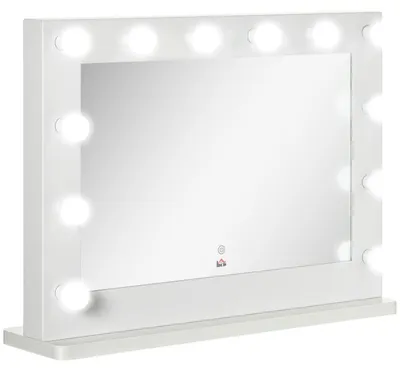 Obrázok produktu pre HOMCOM Hollywood Zrkadlo 80 x 60 cm Kozmetické zrkadlo s LED osvetlením, biele