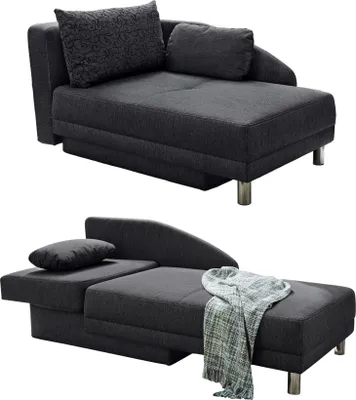 Produktbild von Récamiere-Schlafsofa Federkern Couch Liege Gästebett mit Bettkasten in Anthrazit / 15121