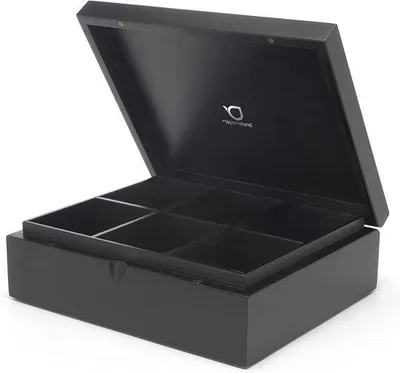 Immagine prodotto di Scatola per il tè con 6 scomparti - Chiusa - Nero - Bambù