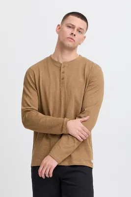 Produktbild von Blend BHTee Herren Longsleeve Langarmshirt Shirt mit Henley-Ausschnitt Logostickerei 100% Baumwolle Regular fit