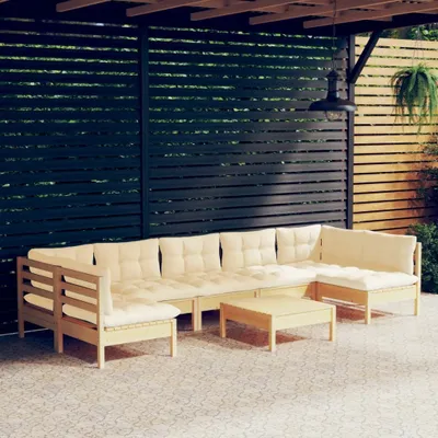 Produktbild von Möbel 8-tlg. Garten-Lounge-Set mit Creme Kissen Massivholz Kiefer - Terrassenmöbel 3097169