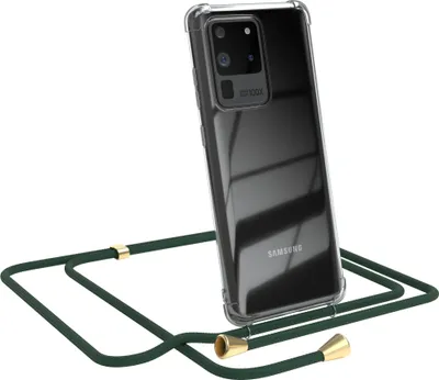 Produktbild von EAZY CASE Handykette kompatibel mit Samsung Galaxy S20 Ultra / S20 Ultra 5G, Handyhülle mit Umhängeband, Handykordel, Schutzhülle Clear, Band in Grün