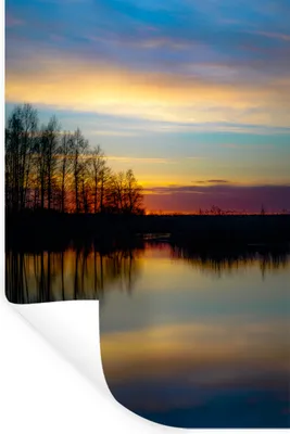 Produktbild von MuchoWow® Wandtattoo Wandsticker Wandaufkleber Wasser - See - Bäume - Sonnenuntergang - Natur 60x90 cm Selbstklebend und Repositionierbar - Sticker - Dekorfolie