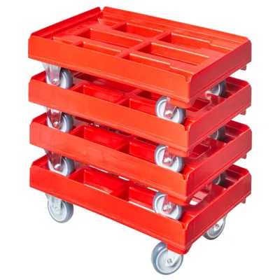 Produktbild von 4 Stück Hygienetransportroller - Typ A - 2 Bock- und 2 Lenkrollen rot