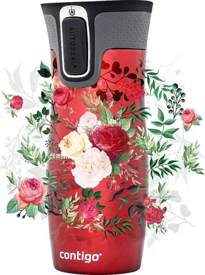 Produktbild von Thermobecher ContiGo! West Loop 2.0 470 ml - rot - Blumen