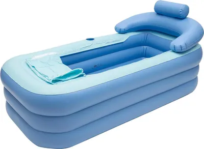 Immagine prodotto di Vasca da bagno gonfiabile portatile - Rettangolare indipendente - Dimensioni 150×80 cm - Schienale e portabicchieri - Tubo di scarico 65 cm - PVC - Max. 85 kg, fino a 1,7 m