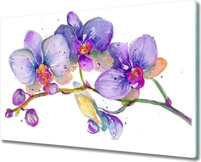 Produktbild von Coloray Hackbrett Küchenbrett Kochplattenabdeckung Schneidebrett Herdabdeckplatte 80x52 cm - Gemälde Blumenzweig