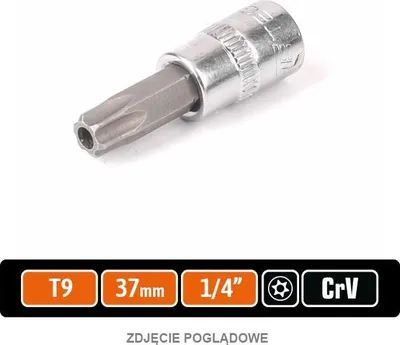 Immagine prodotto di Chiave a bussola 1/4" con punta TORX 37 mm/T9 / (con foro) / TEGER